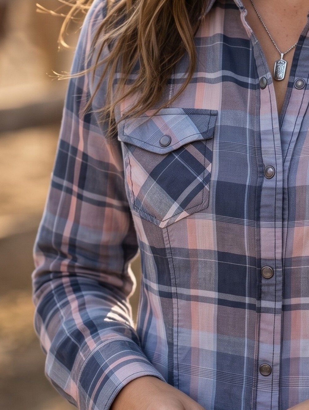 Stetson Pearl Snap Plaid Western Shirt Cowgirl Core Rodeo Chic Blouse